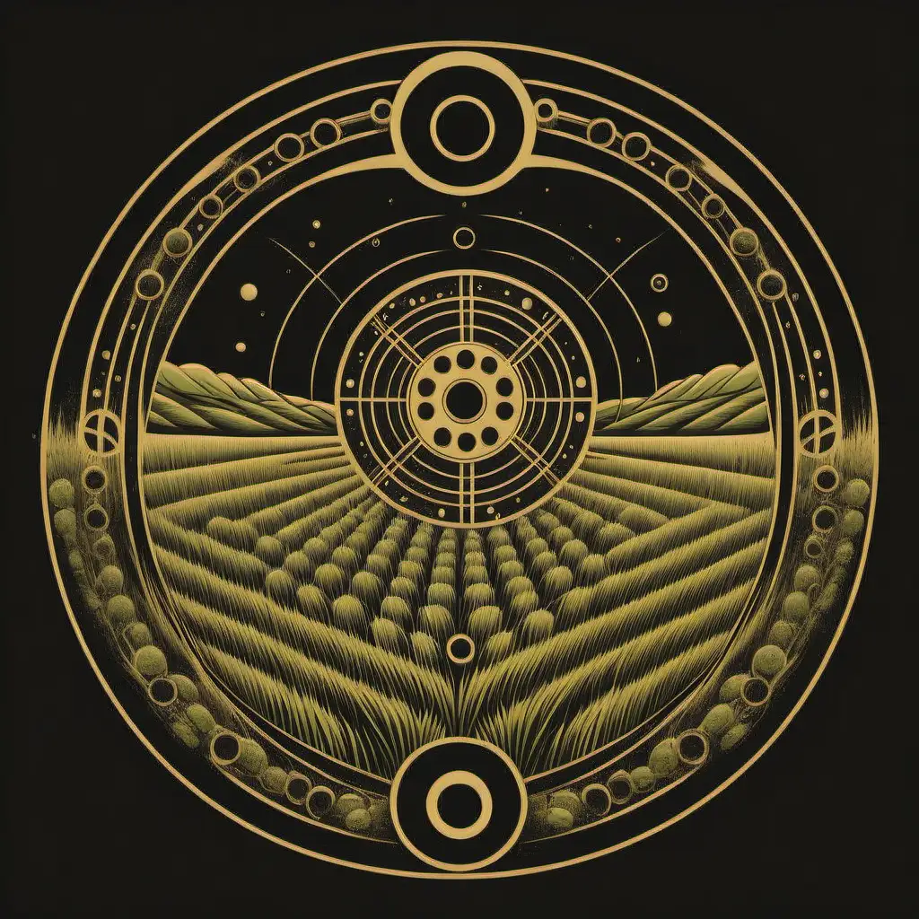 Mystical Crop Circle TShirt Design with Intricate Patterns