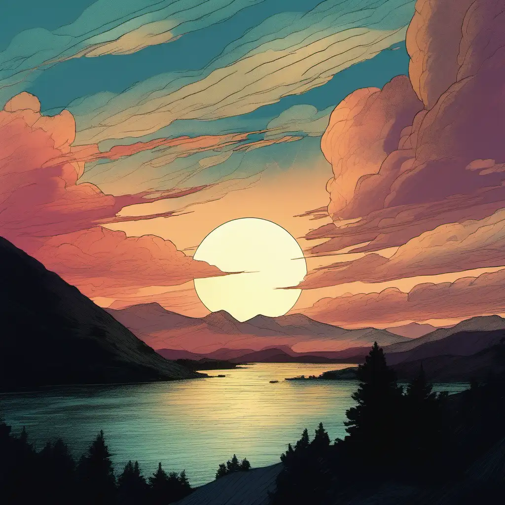 Serene Sunset Seascape with Whistlerian Influences