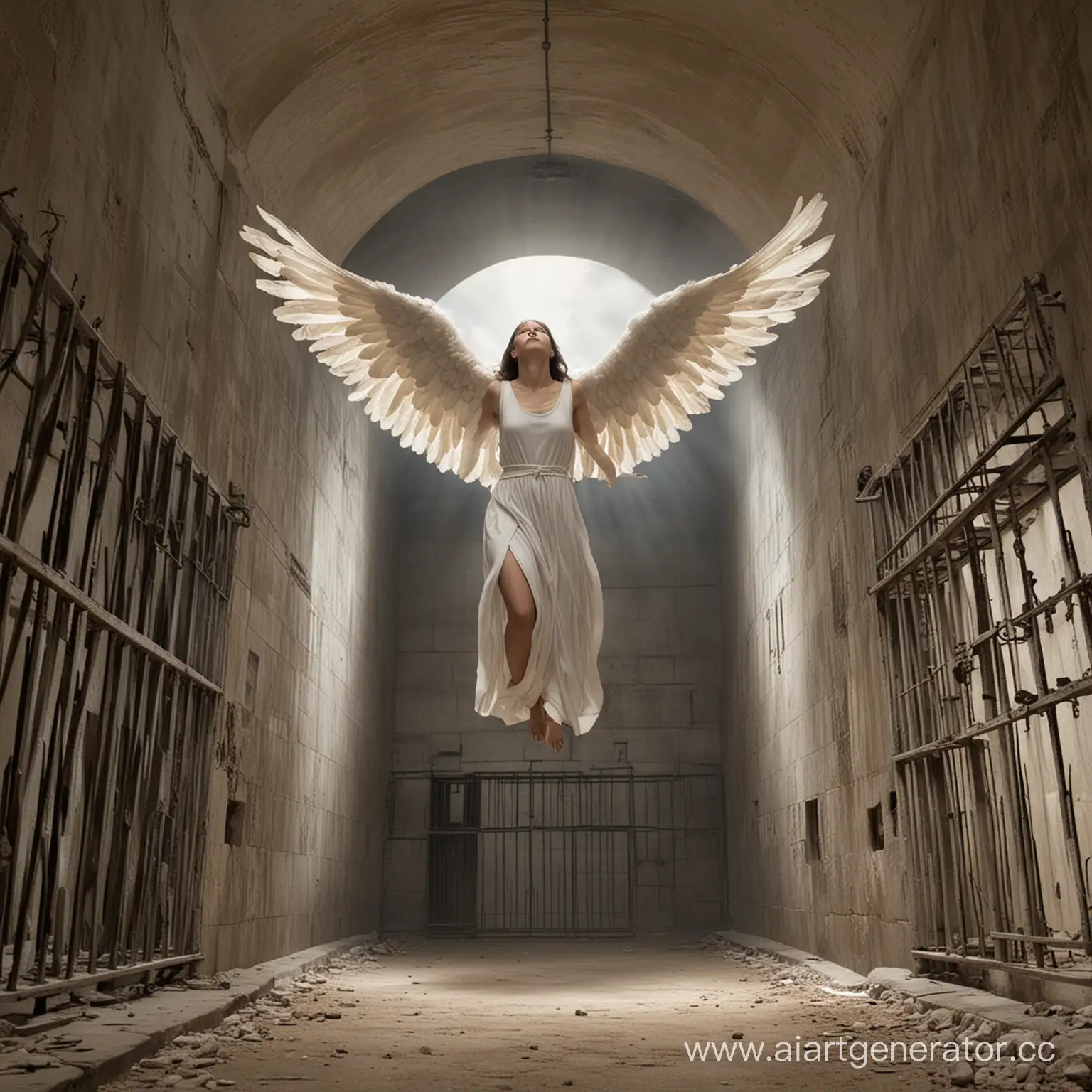 ангел парит над тюрьмой