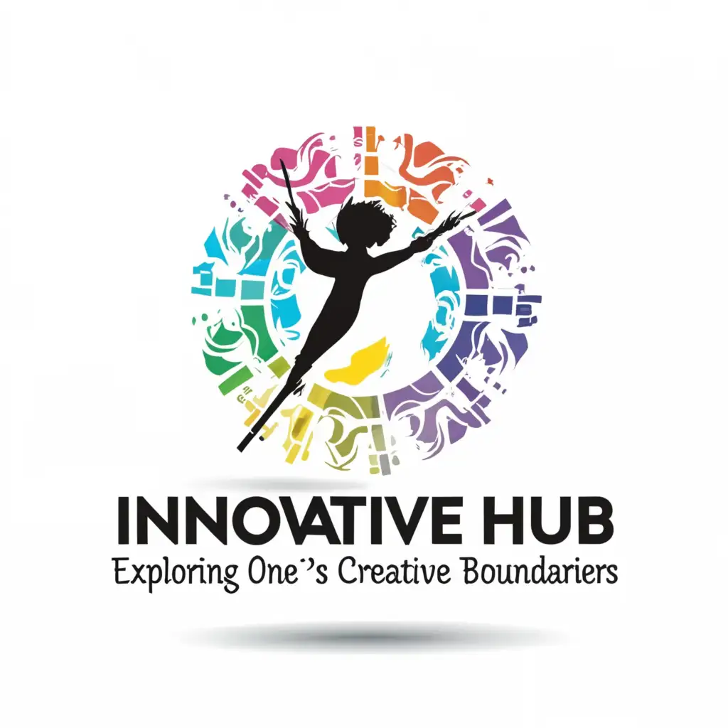 a logo design,with the text "Innovative Art Hub "exploring one's creative boundaries"", main symbol:Performing arts, education, collaboration,Moderate,be used in Nonprofit industry,clear background