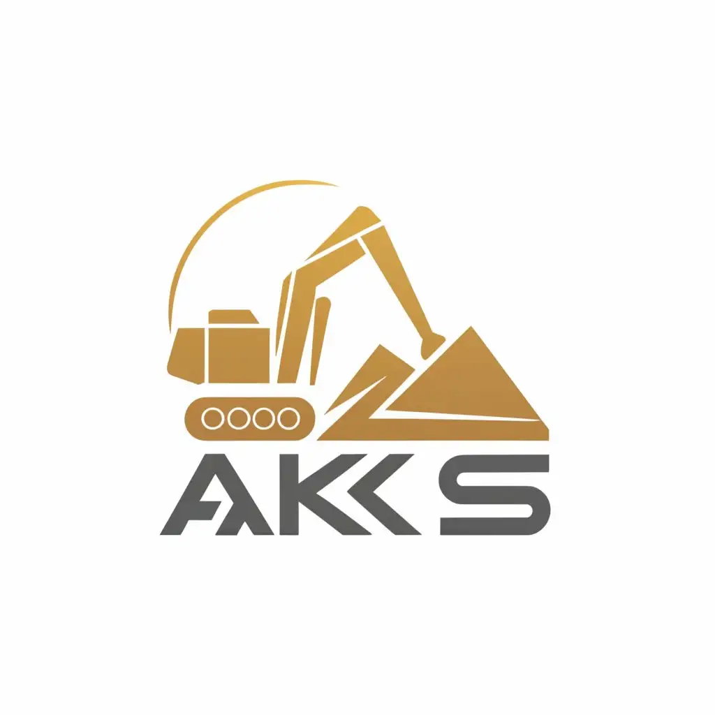 a logo design,with the text "AKS", main symbol:Sand Mining,Moderate,clear background