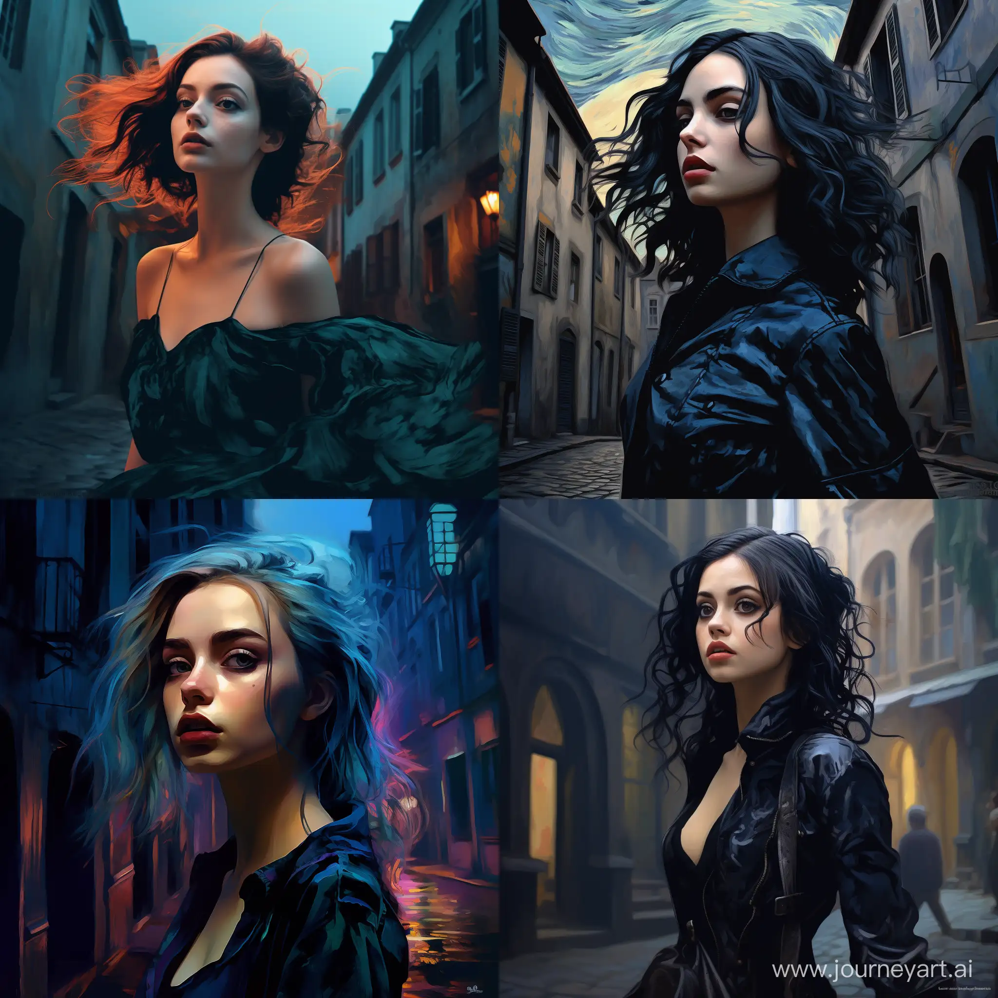 TimeTraveling-Synthwave-Explorer-in-18thCentury-Streets-by-Vincent-van-Gogh-and-Tim-Burton