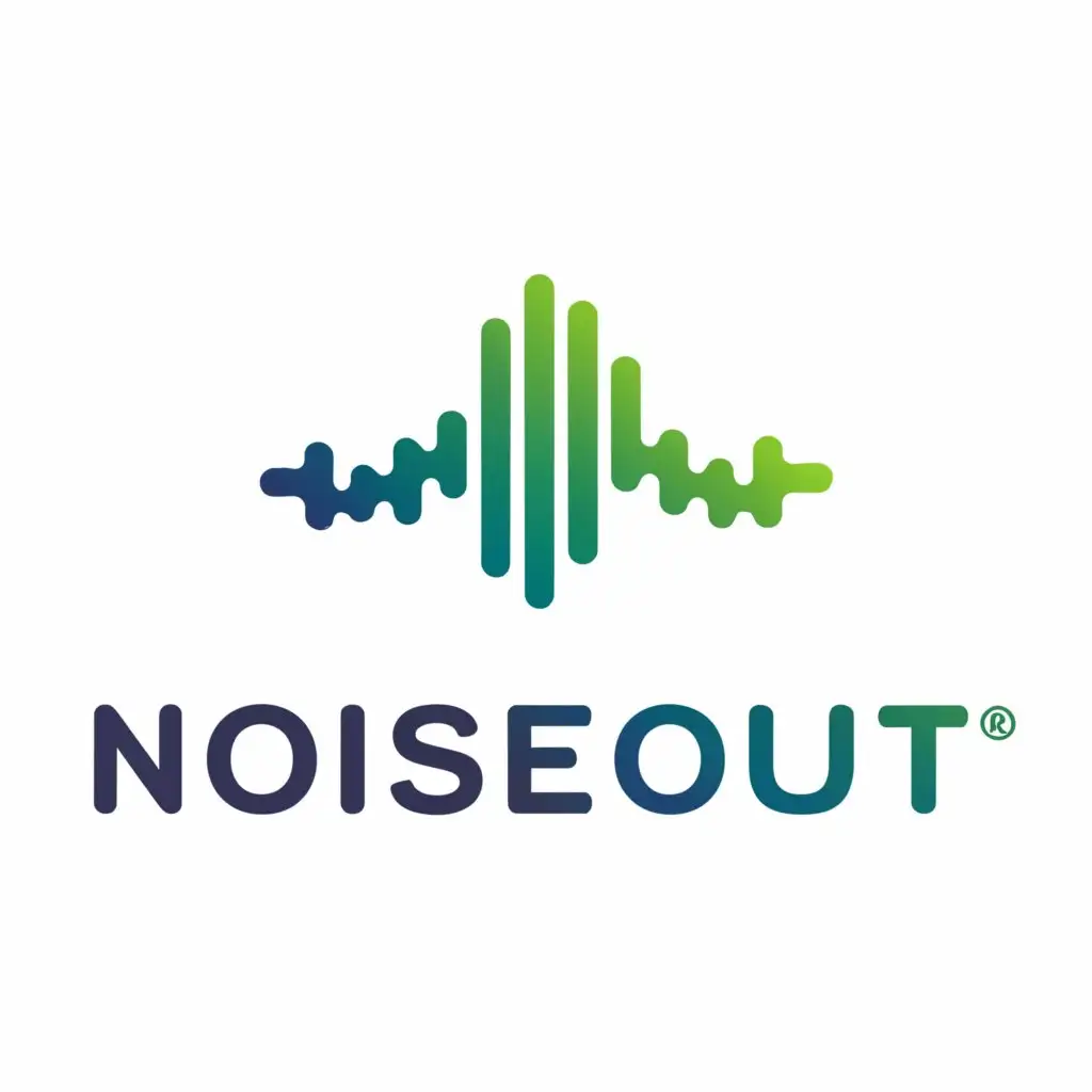 a logo design,with the text "NOISEOUT", main symbol:Sound, noise, ecology,complex,be used in Technology industry,clear background