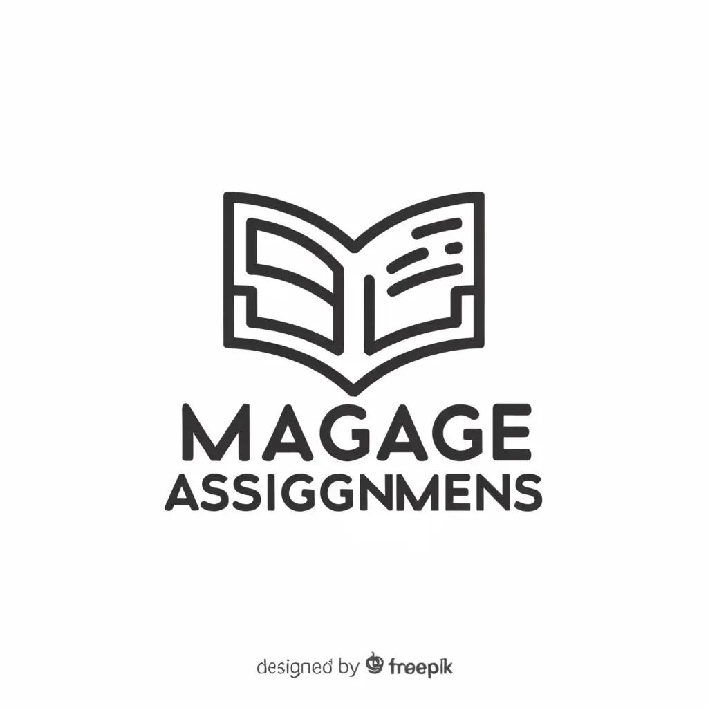 a logo design,with the text "manage your assignments", main symbol:book, etc,Minimalistic,be used in Education industry,clear background