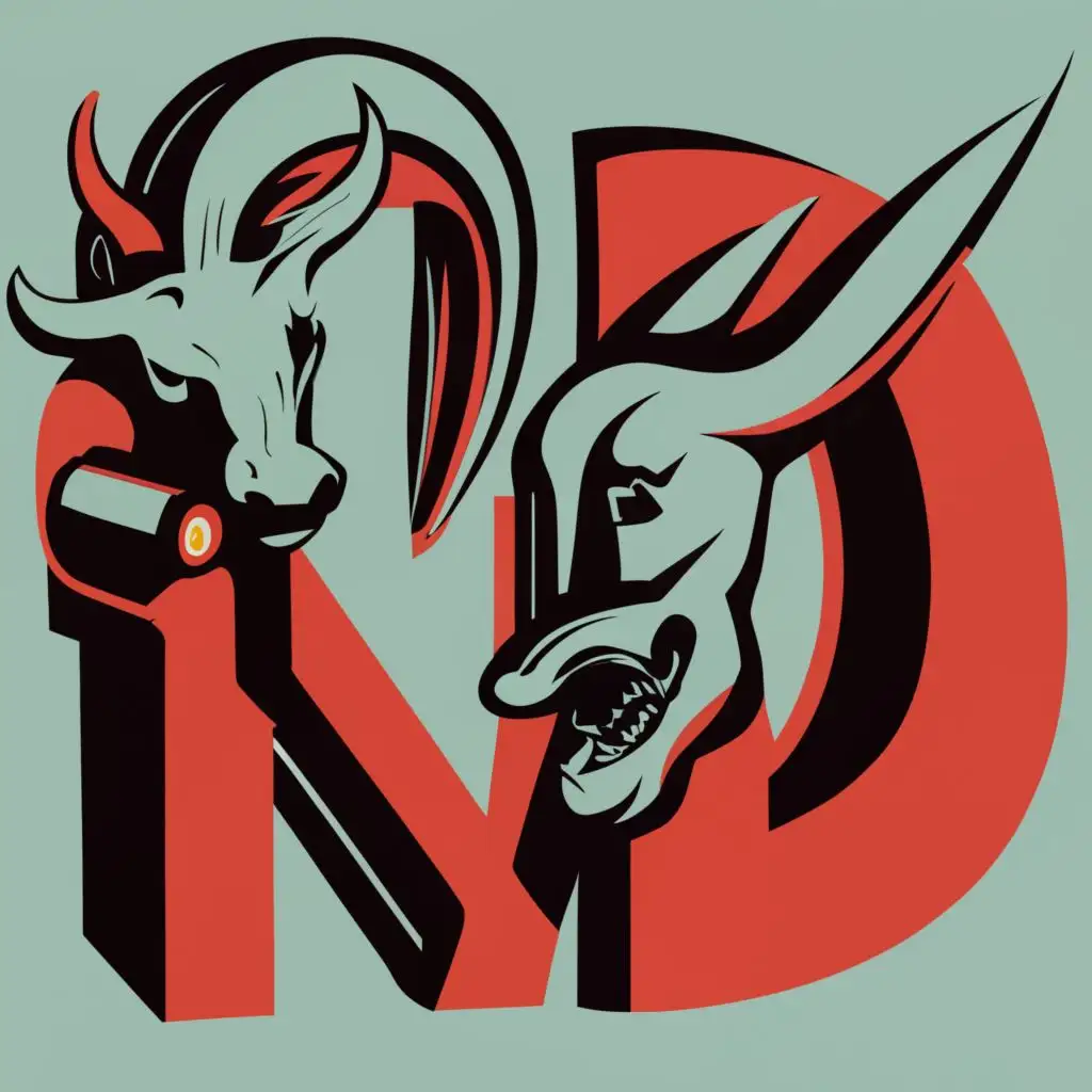logo, M with horns and D, with the text "NST", typography