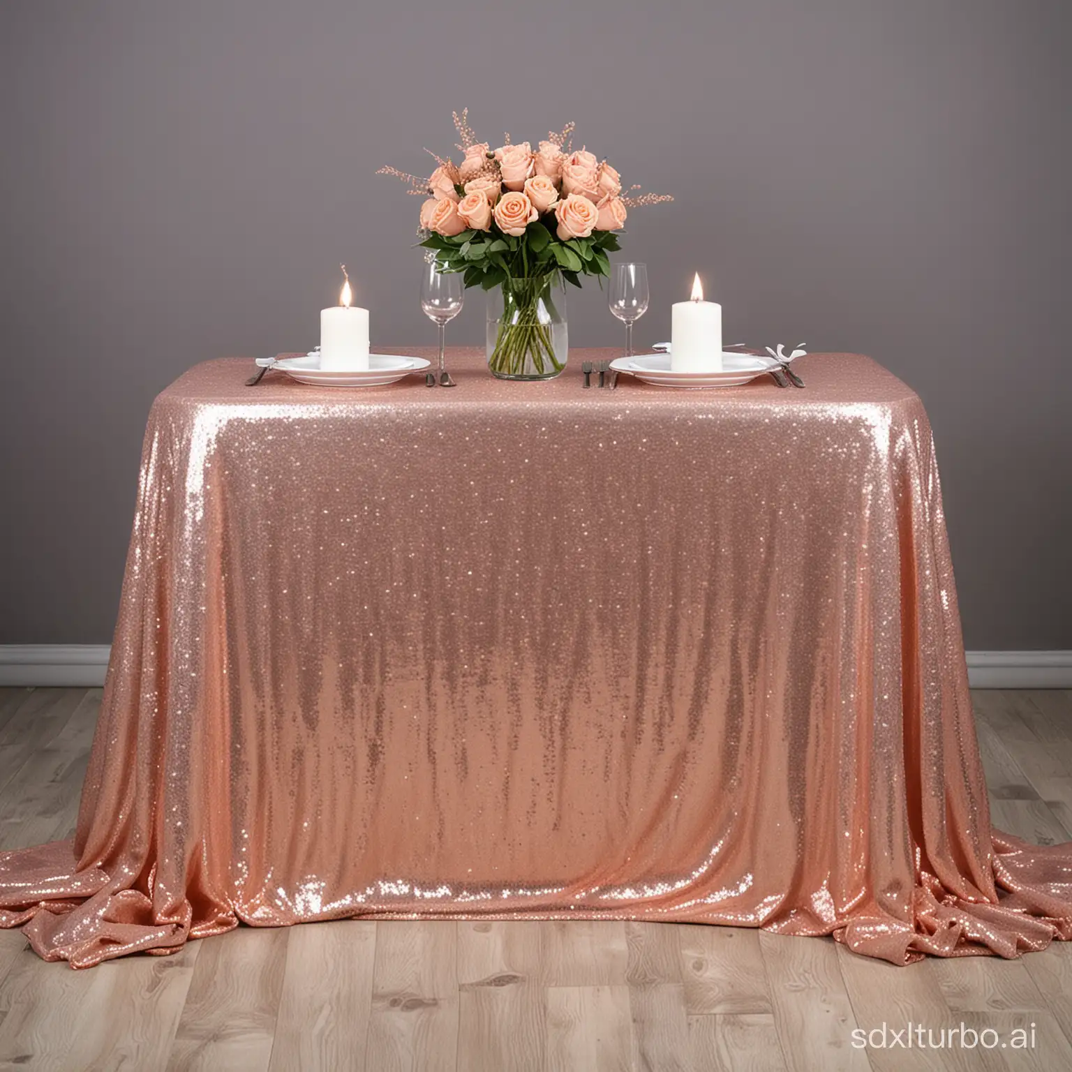 rosegold sequin tablecloth