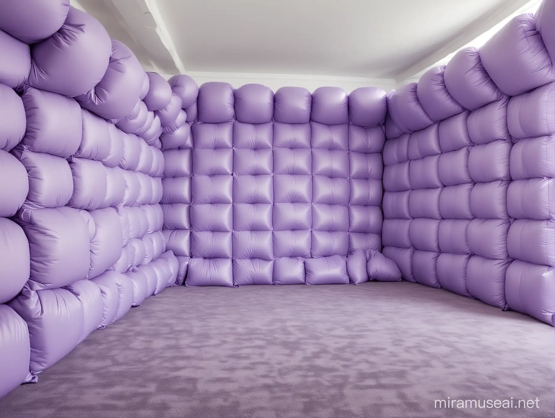 Spacious PopUp Room with Puffy Blue Walls and Purple Blobs Print