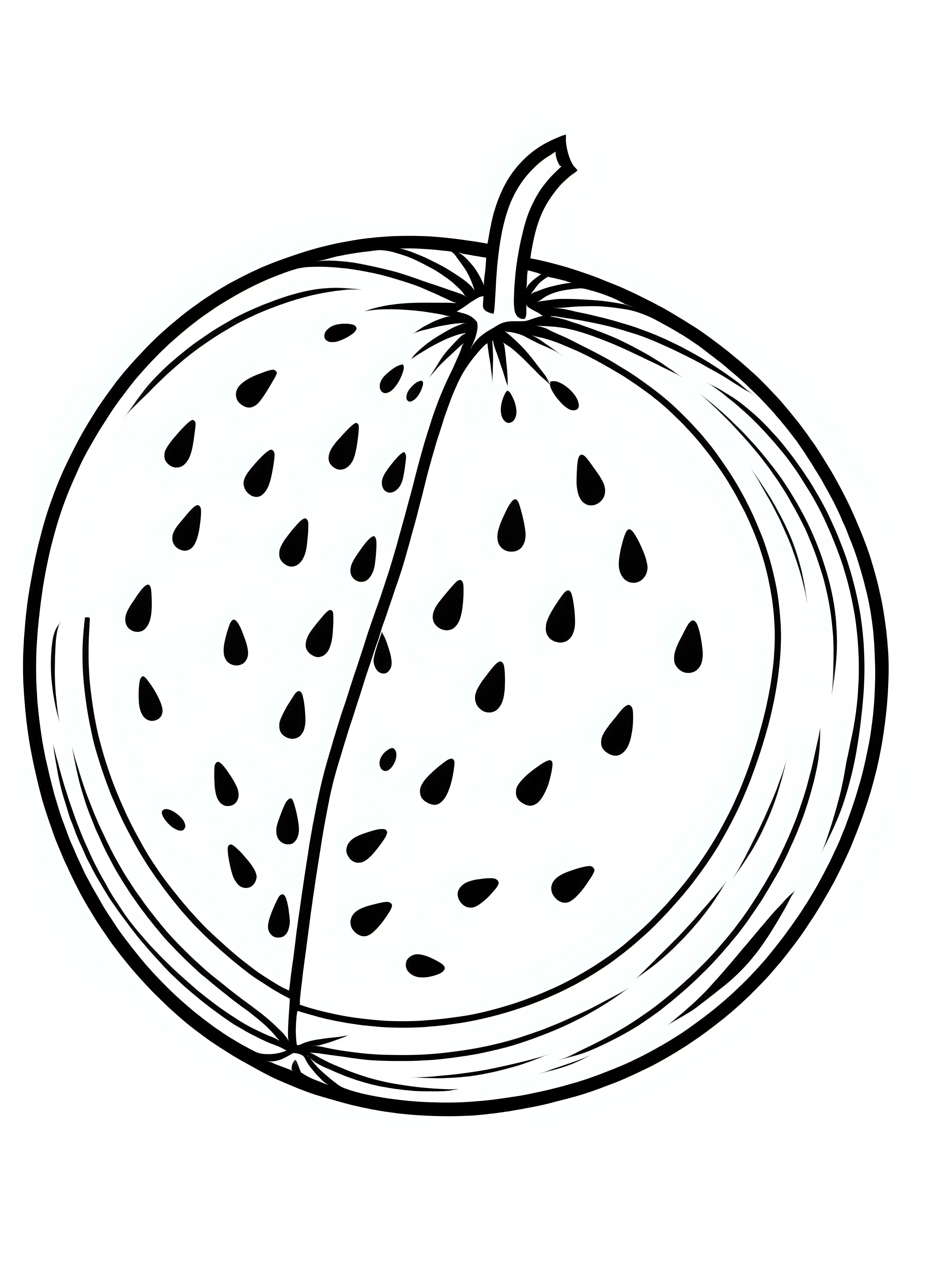 Outline drawing of a watermelon, white background, simple coloring page for kids