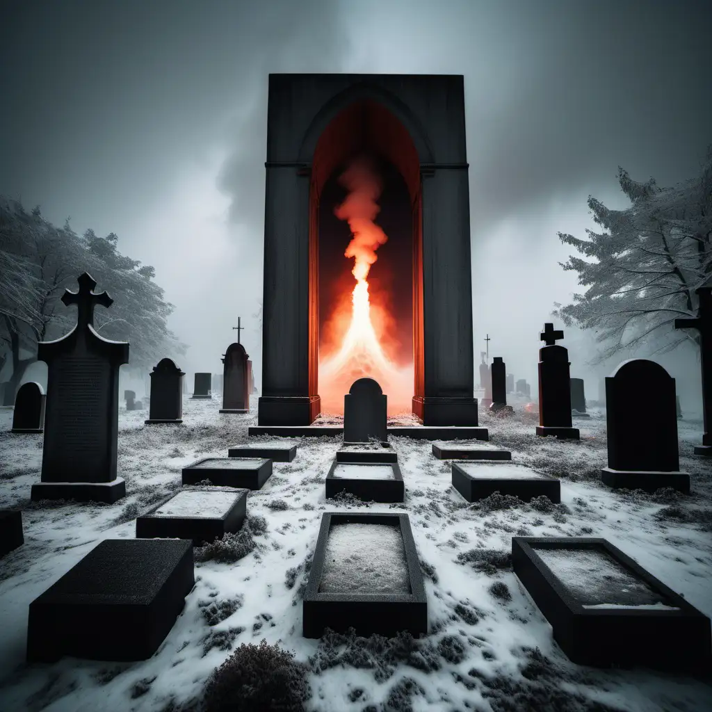 Ethereal Flames Illuminate a Monolithic Graveyard