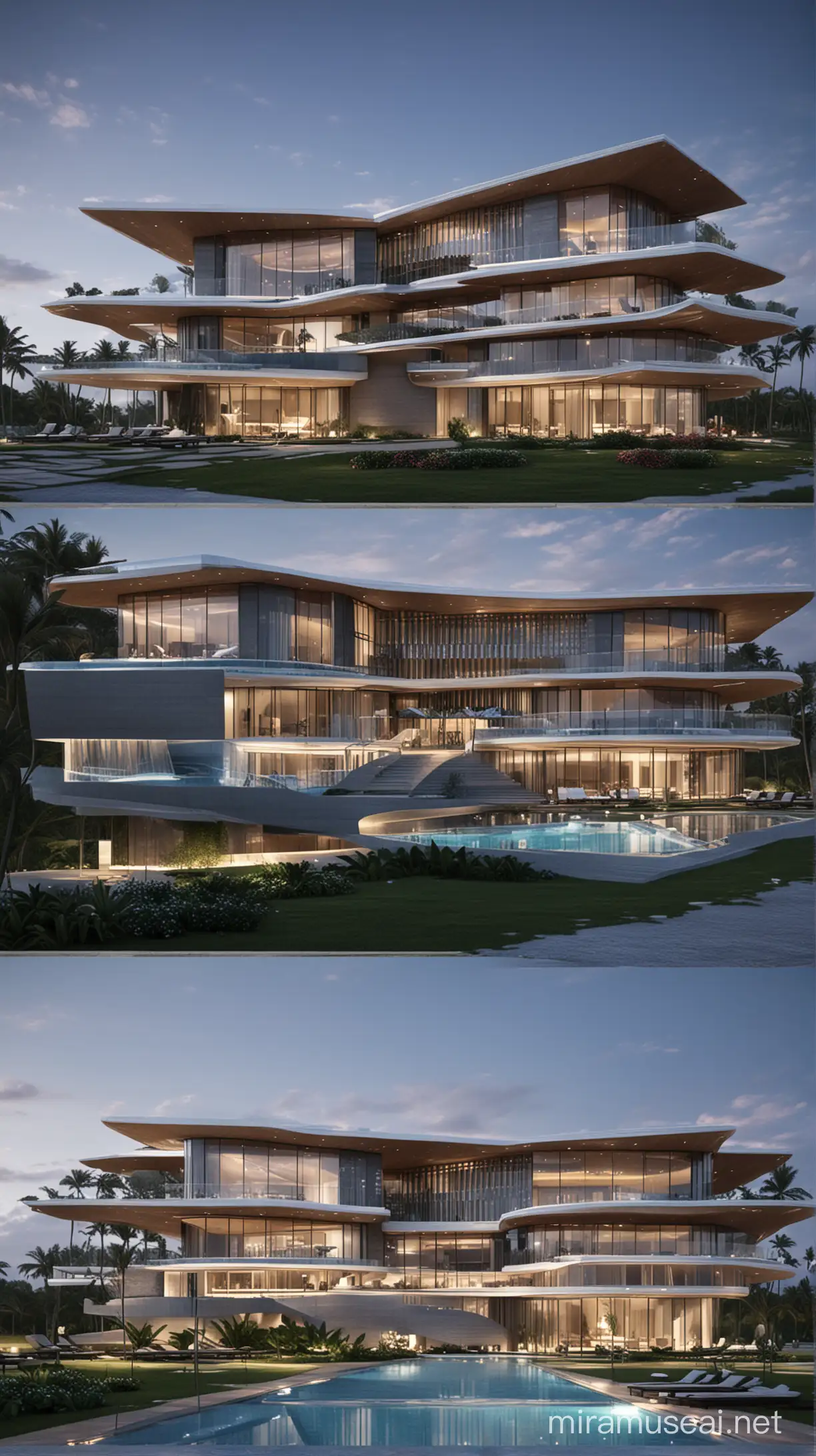 Ultra Modern Presidential Resort Hotel with 3D Elevations