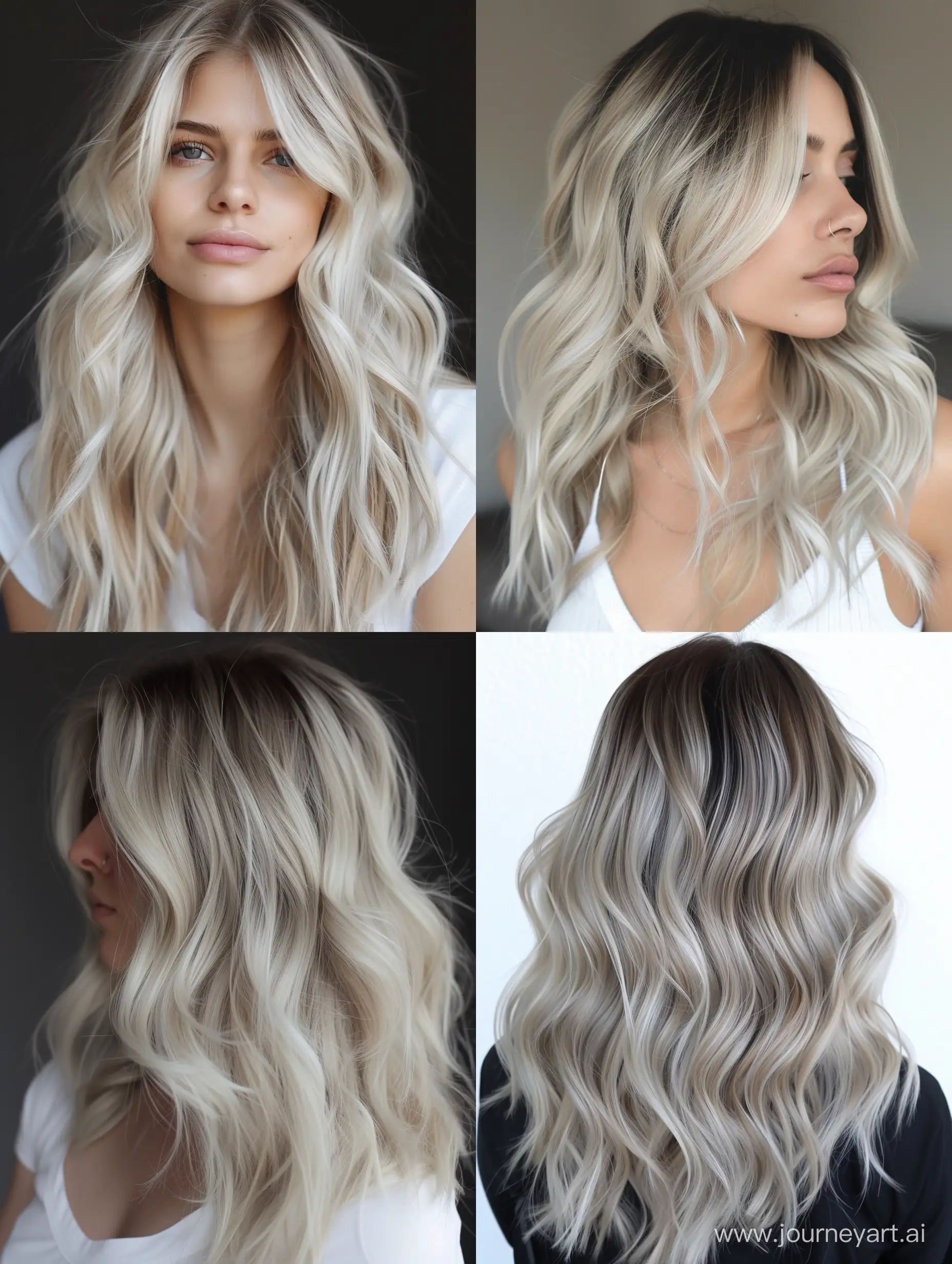 trendy platinum blonde hair with dark lowlights 2024