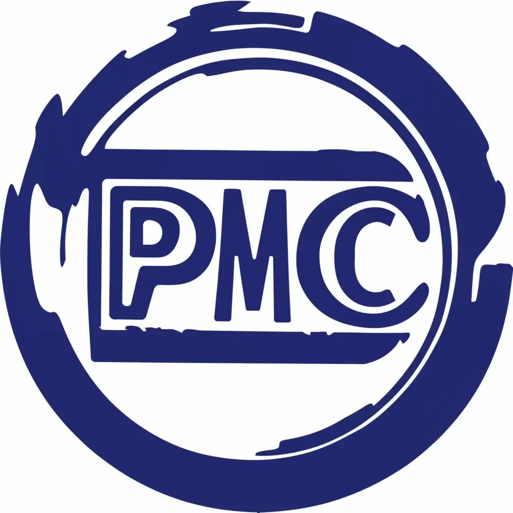 logo, a circle, with the text "PMC", typography
