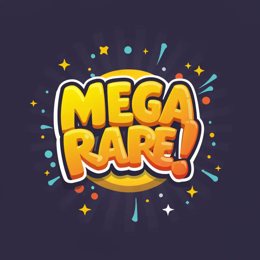 a logo design,with the text "MEGA RARE!", main symbol:a button,Moderate,clear background