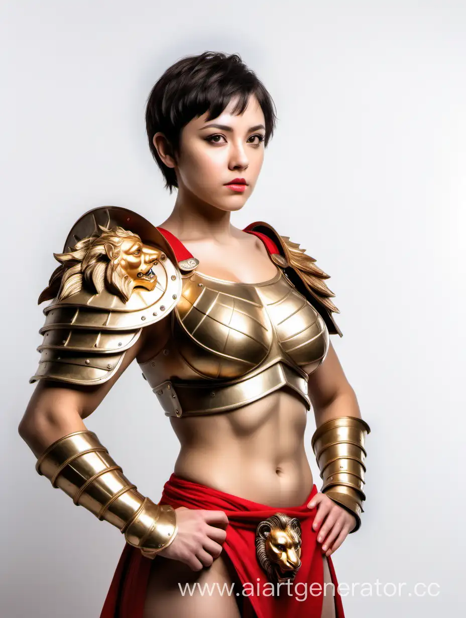 Fierce-Gladiator-Woman-with-Golden-Lion-Head-Armor-in-8K-Detail