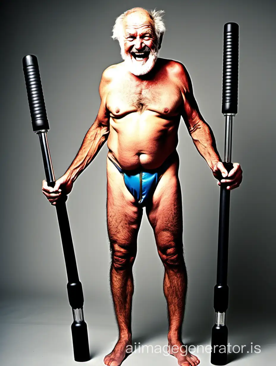 Elderly Man Expressing Confidence with Vibrant BDSM Baton | AI Image  Generator