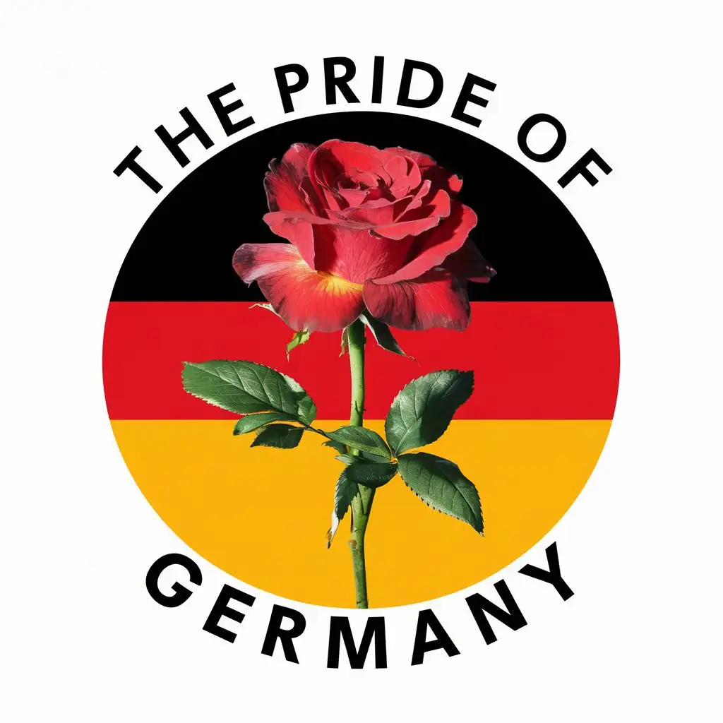LOGO-Design-For-The-Pride-of-Germany-Red-Rose-on-German-Flag-Background-with-Bold-Typography