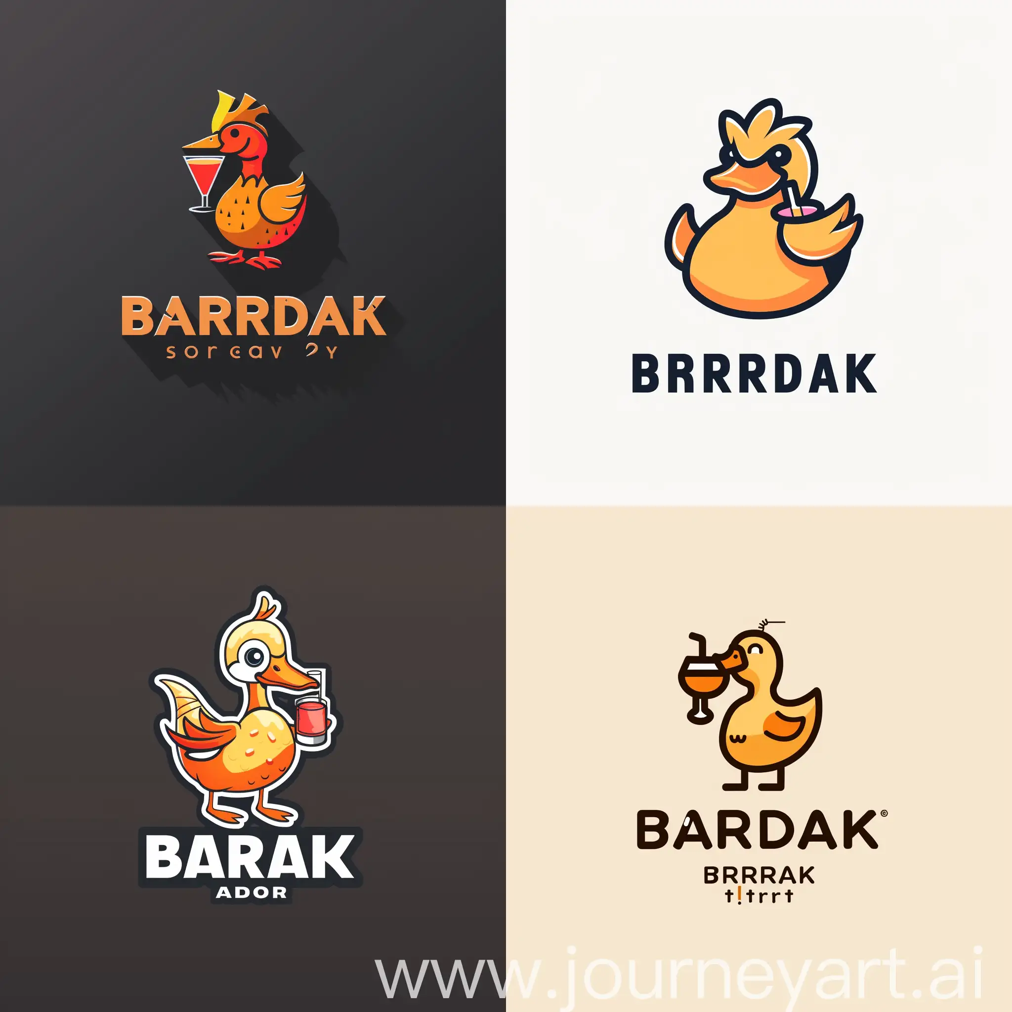 BARDAK-Modern-Minimalist-Bar-Finder-Logo-with-Duck-Cocktail-Icon
