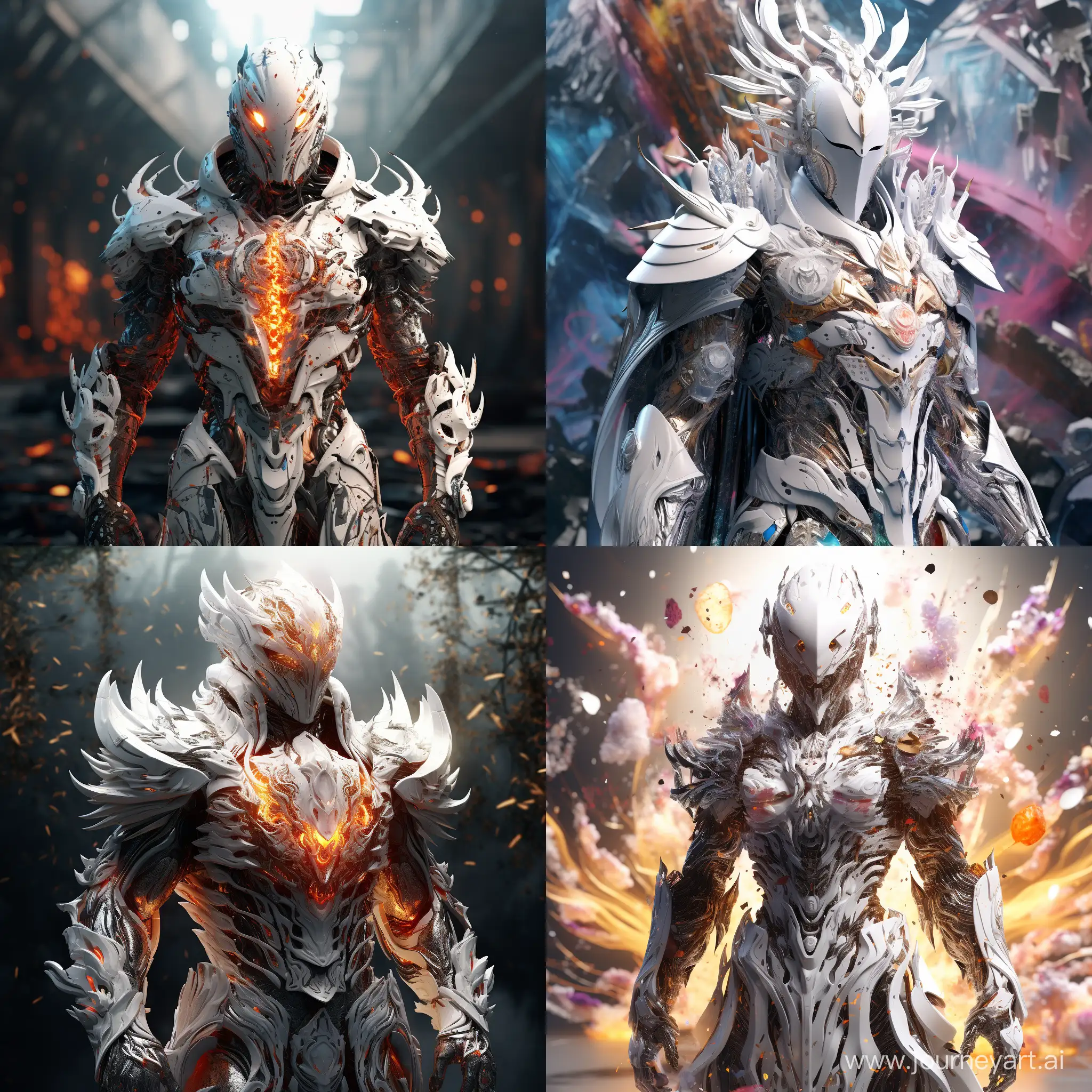 Colorful-Cyberpunk-White-Knight-in-Unique-Fantasy-Armor