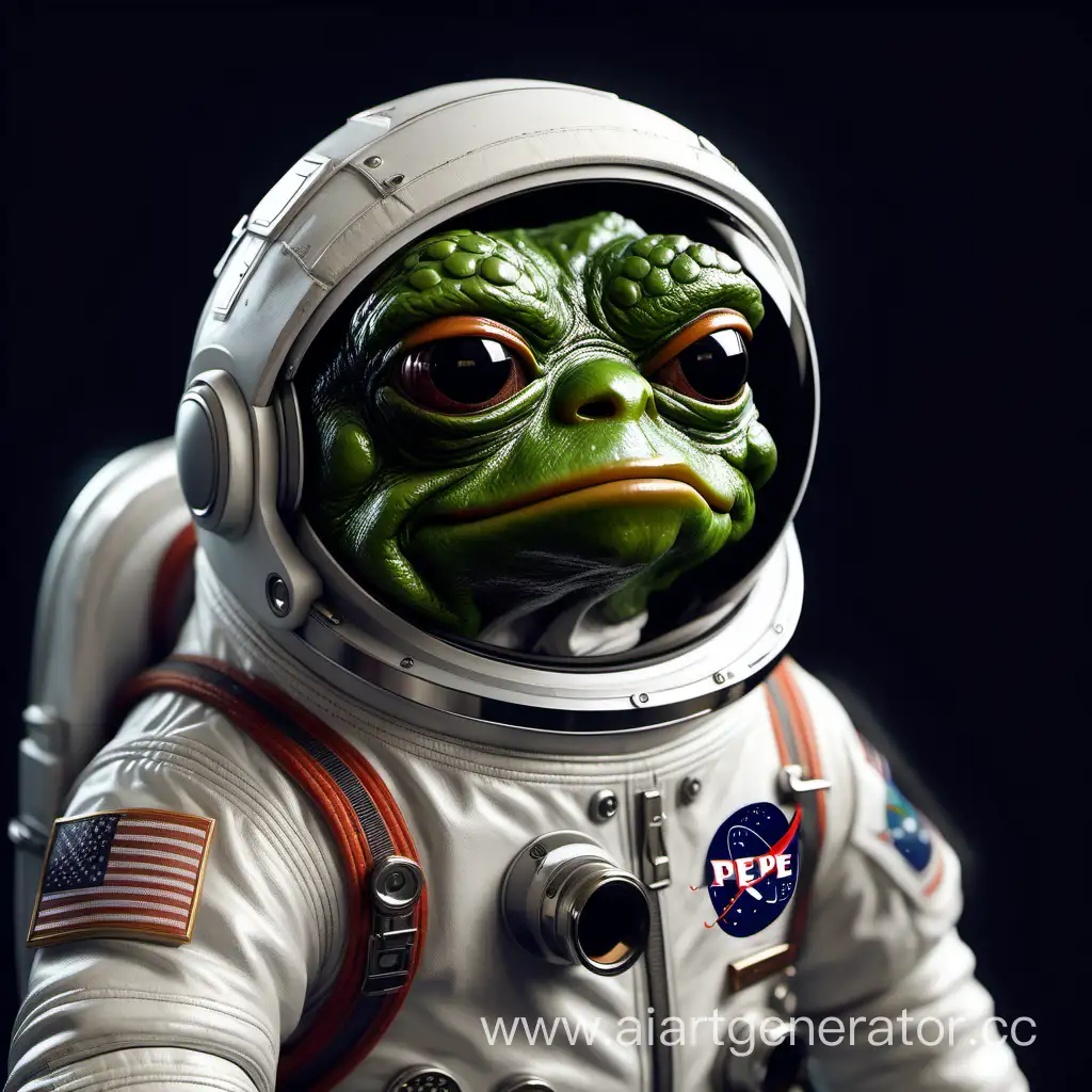 pepe в костюме астронавта реализм