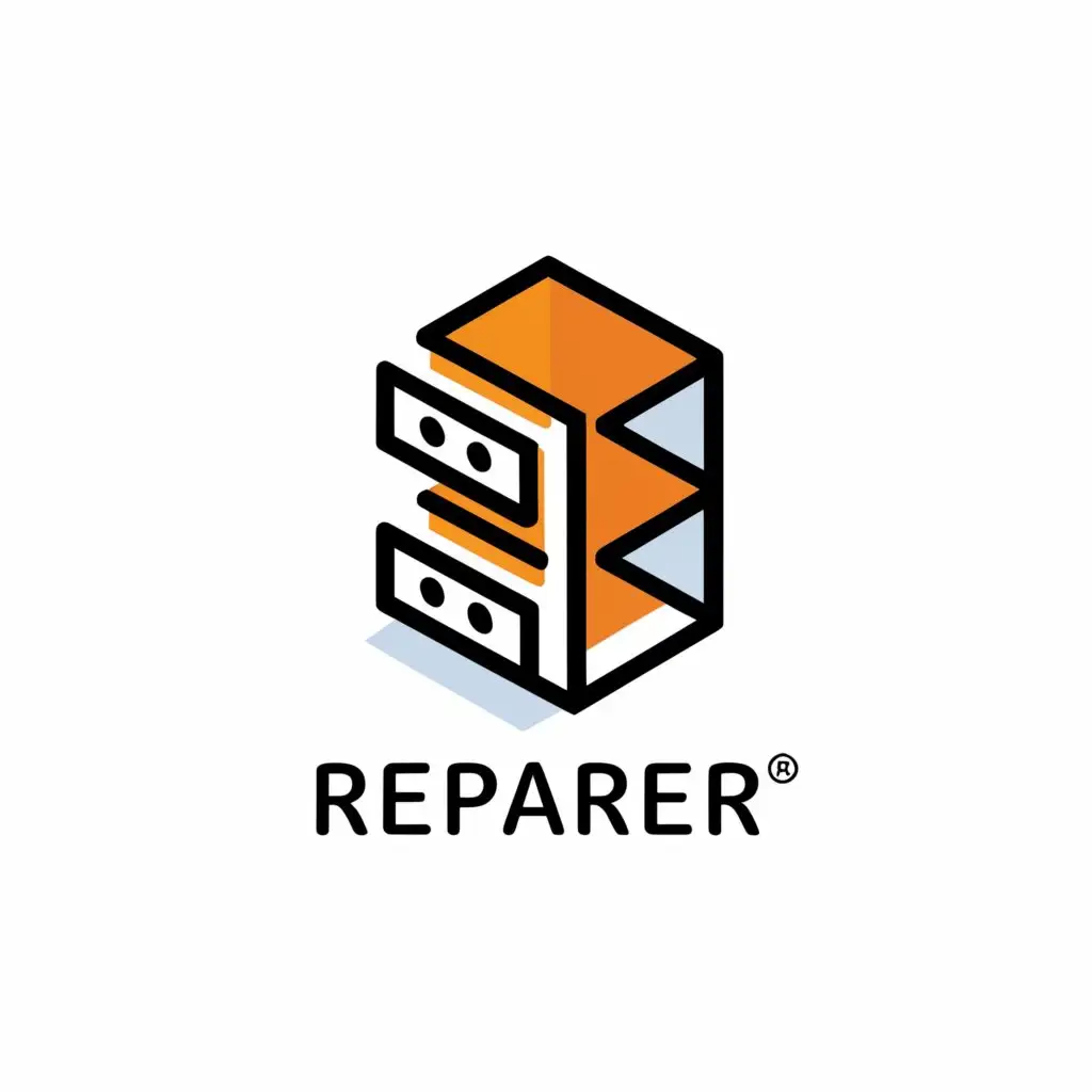 a logo design,with the text 'Re:Parer', main symbol:cube-shaped cabinet with drawers,Minimalistic,be used in Nonprofit industry,clear background
