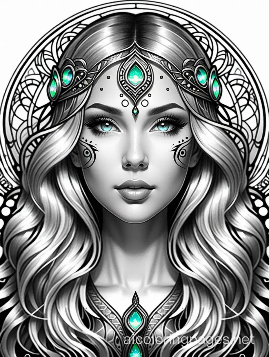Alaskan pollack,  fantasy, ethereal, beautiful, Art nouveau, in the style of Yossi Kotler, Coloring Page, black and white, line art, white background, Simplicity, Ample White Space. The background of the coloring page is plain white to make it easy for young children to color within the lines. The outlines of all the subjects are easy to distinguish, making it simple for kids to color without too much difficulty