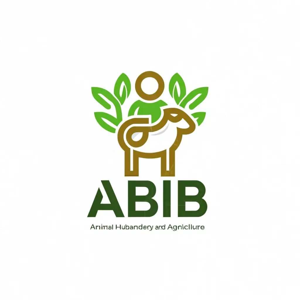 a logo design,with the text "Abib animal husbandry and agriculture", main symbol:Sheep, plants and people,complex,be used in Animals Pets industry,clear background
