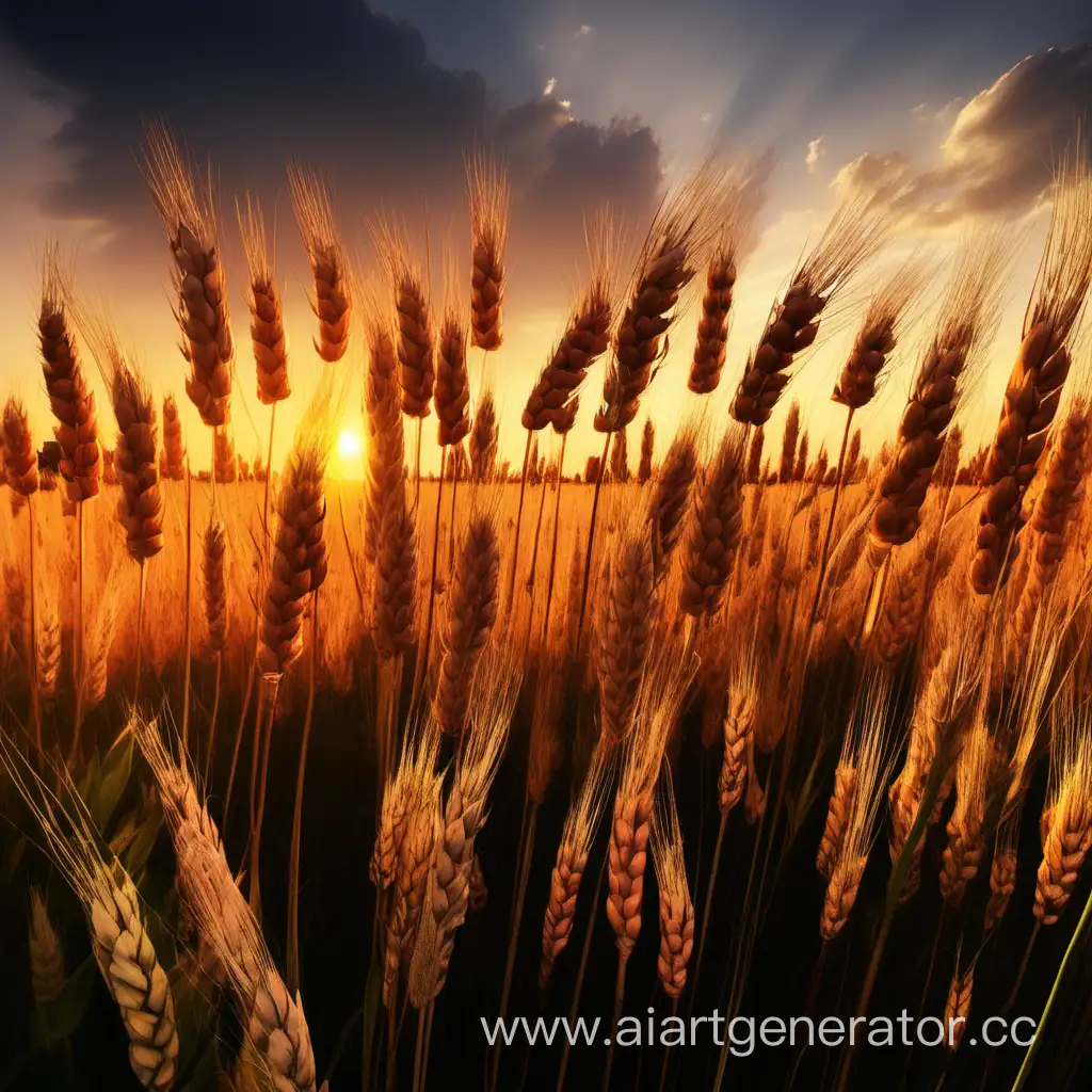 Golden-Sunset-Over-Ears-in-the-Field