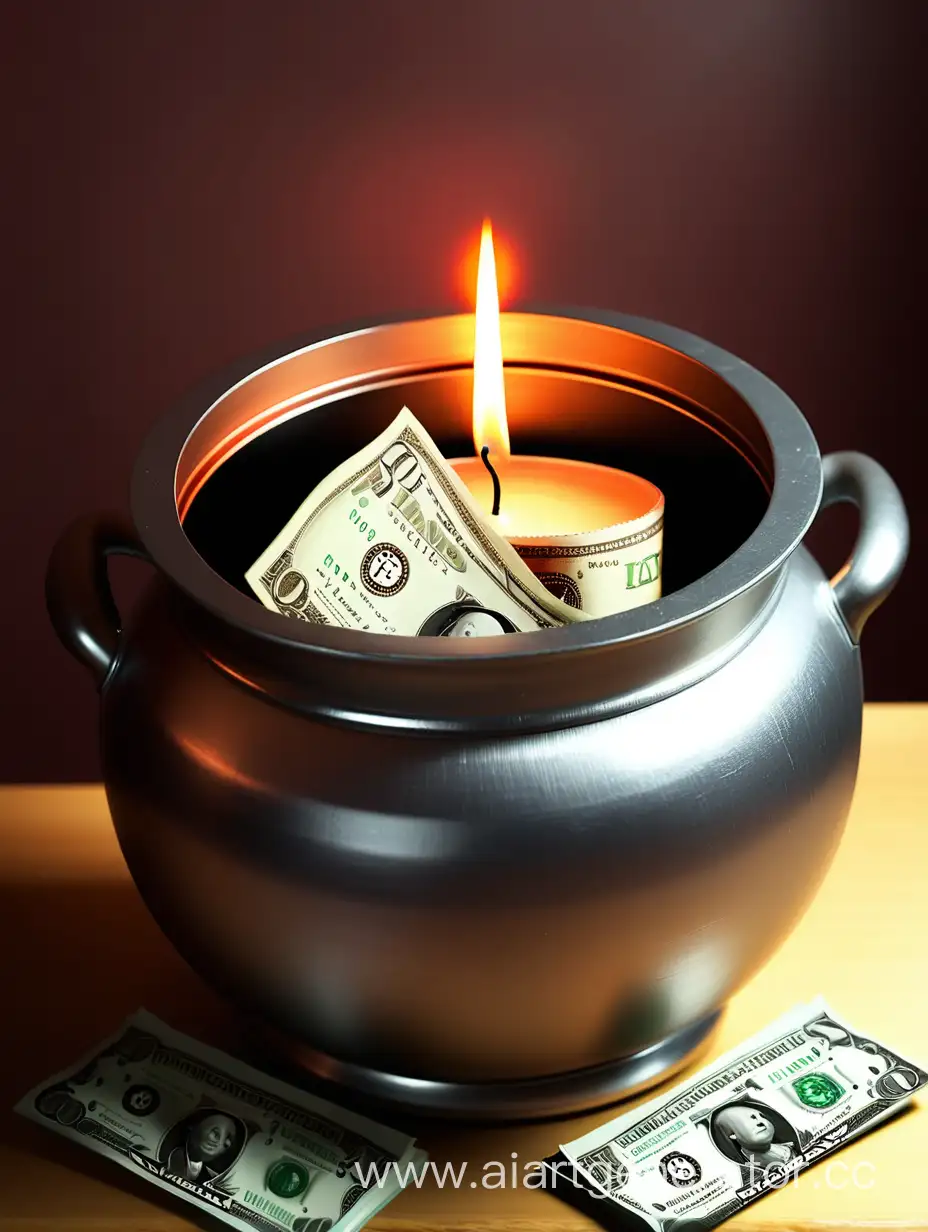 Candle-Illuminating-Coins-in-Pot