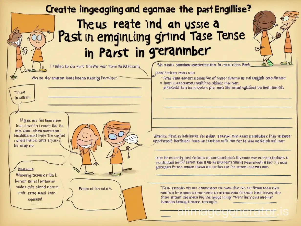 Firs create an engaging and attractive image that shows the use of past simple tense in English grammar