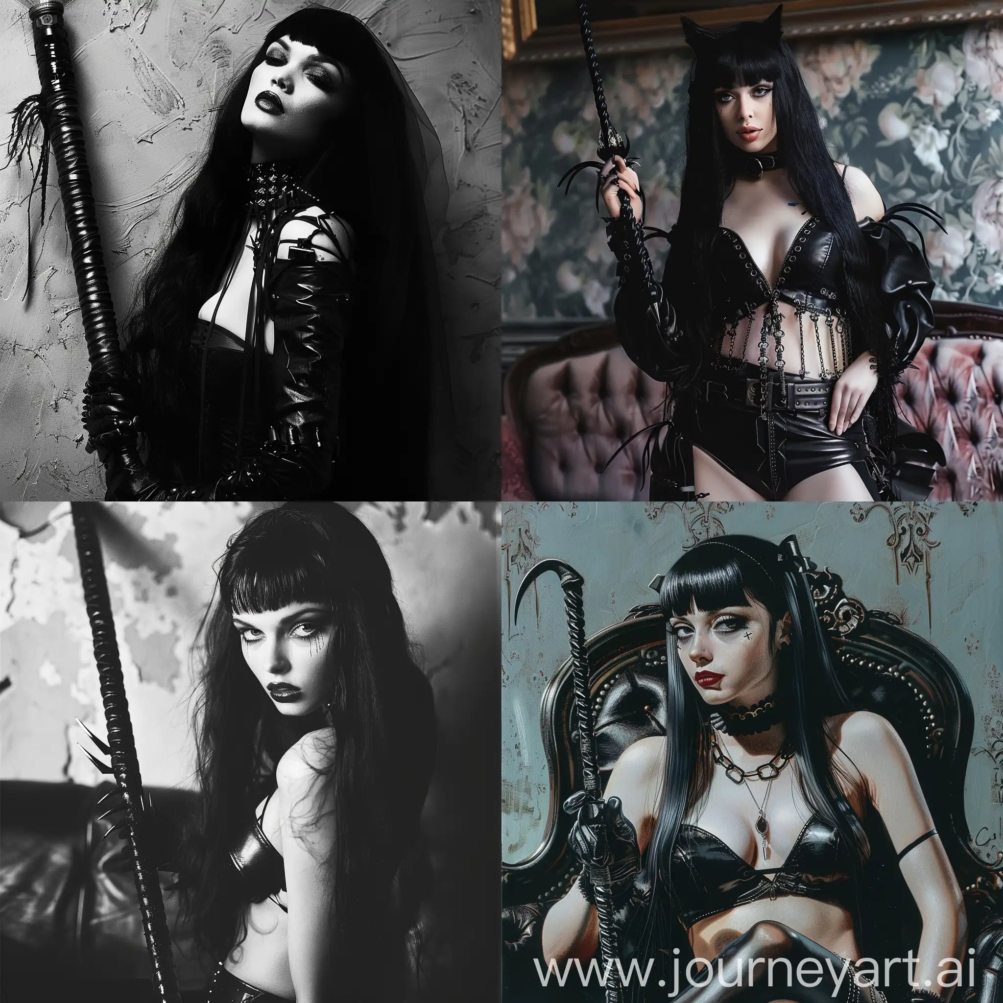 Sickly-Sweet-BlackHaired-Queen-with-Leather-Whip