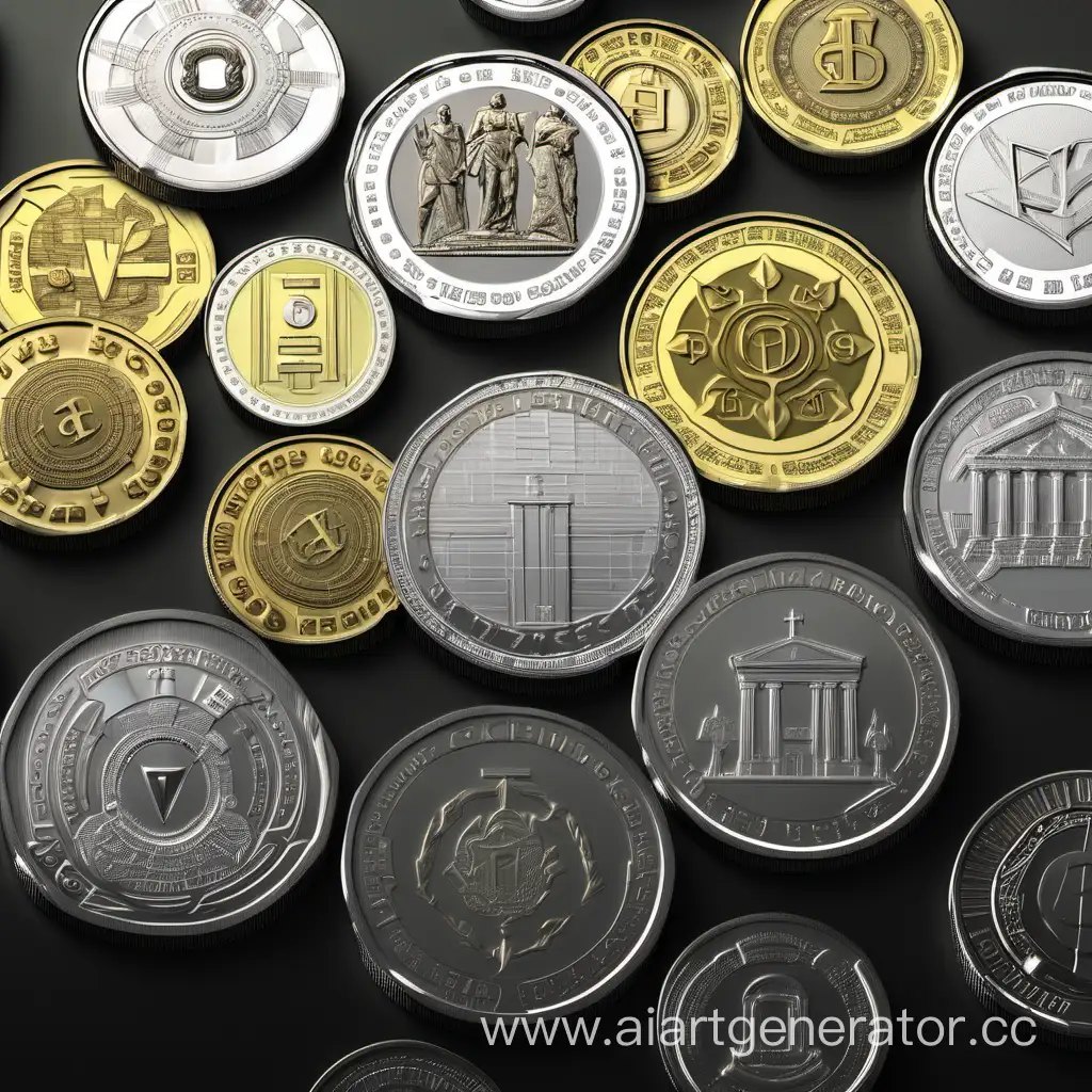 кибер монеты разных номиналов
