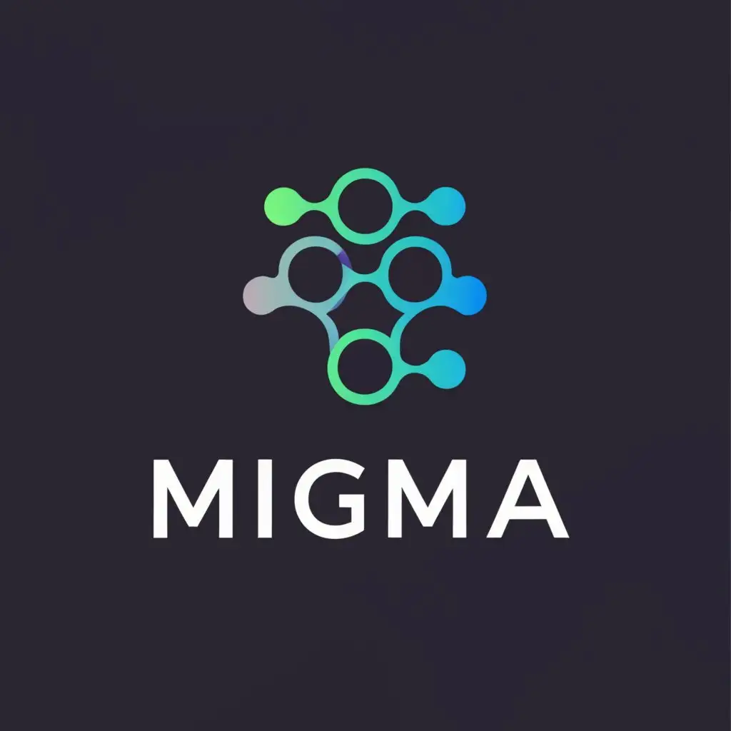 a logo design,with the text "Migma", main symbol:Interconnected Dots Symbolizing Technological Connectivity,Moderate,be used in Technology industry,clear background