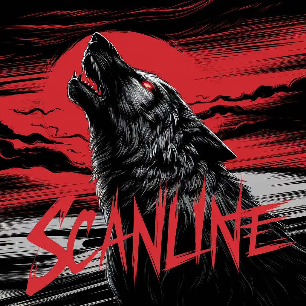 Majestic-Black-and-Red-Wolf-in-ScanLine-Art