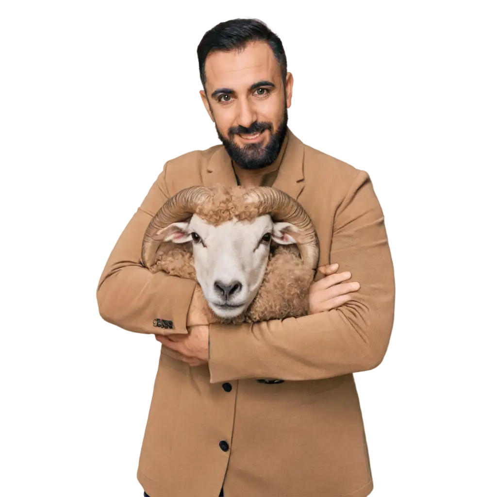 Armenian man hugging a ram