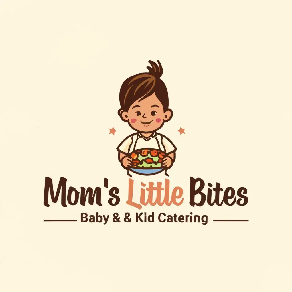 LOGO-Design-for-Moms-Little-Bites-Baby-Kid-Catering-with-a-Nurturing-Baby-Symbol-and-Appetizing-Food-Elements-in-a-Clear-and-Welcoming-Design-for-the-Restaurant-Industry