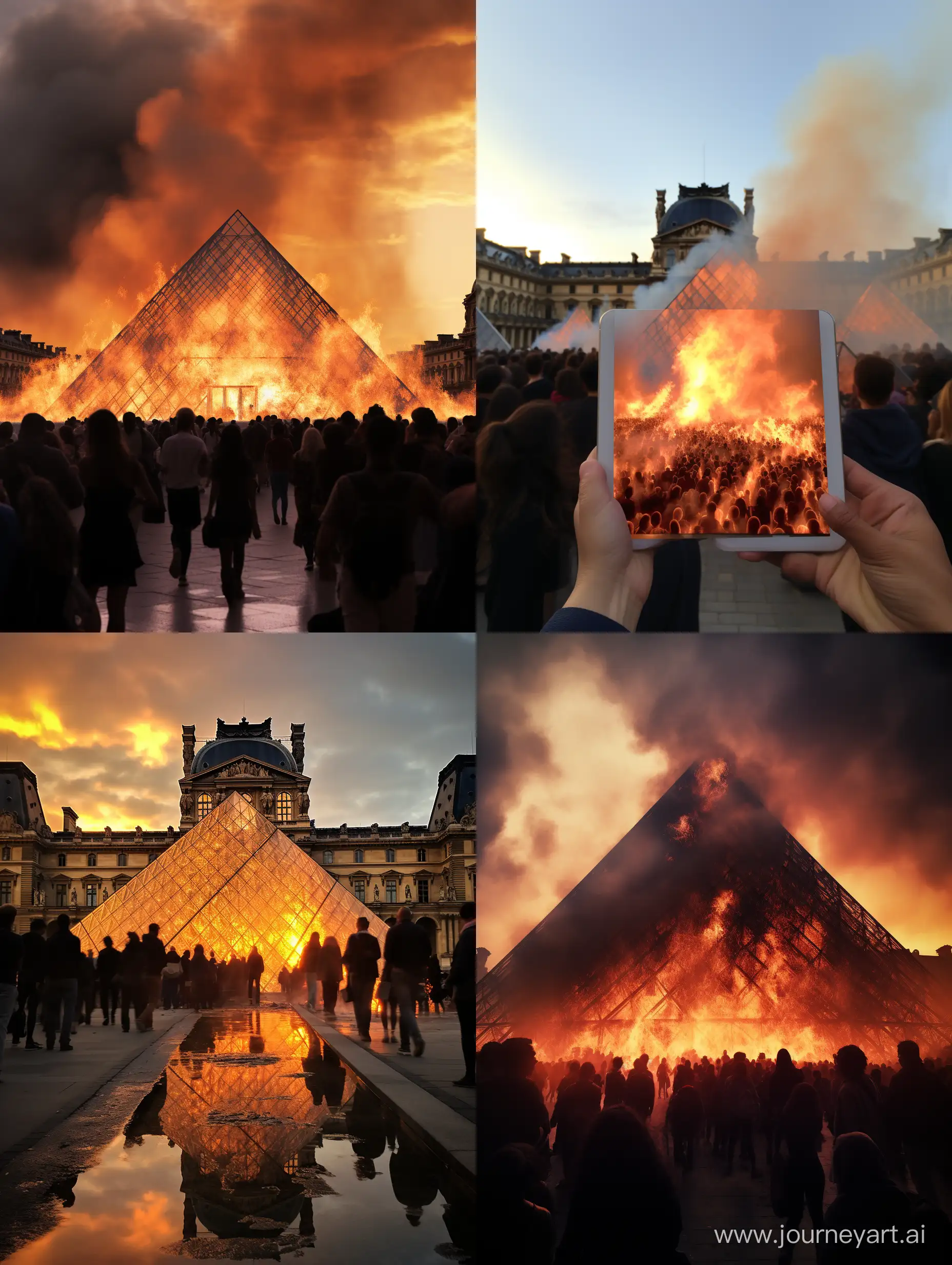 Paris-Pedestrian-Captures-Burning-Louvre-Pyramid-in-Stunning-Smartphone-Photo