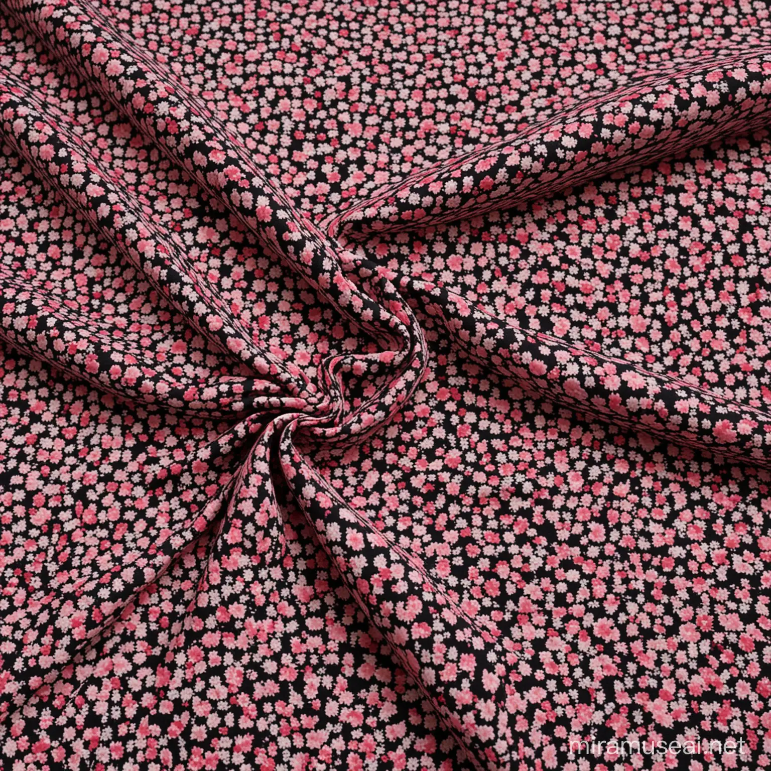 Elegant Black and Pink Intertwined Cotton with Delicate HollowedOut Floral Design