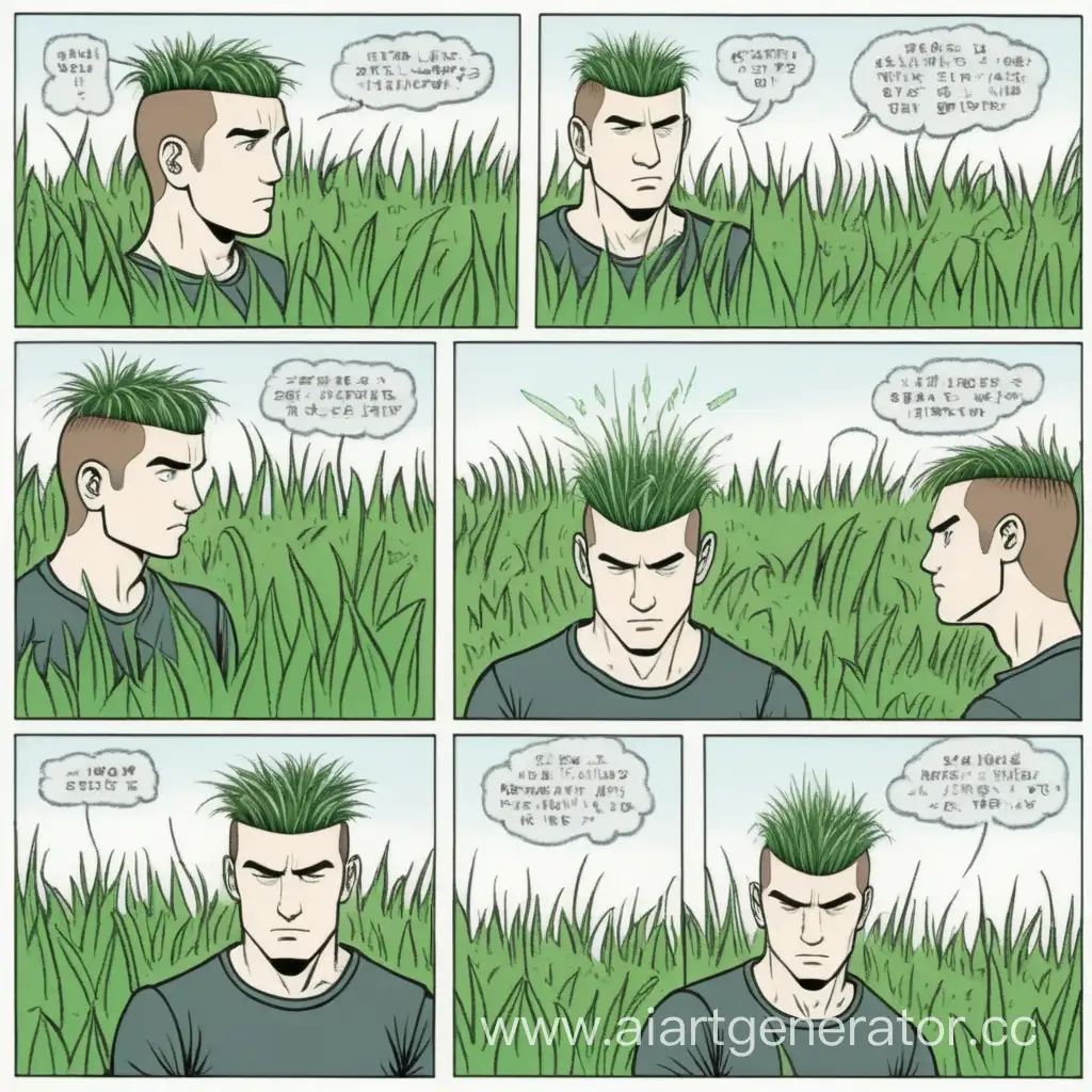 парень вместо волос на голове растёт трава  комикс 
