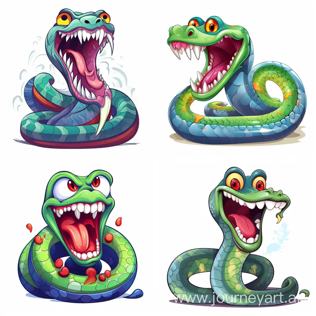 Colorful-Cartoon-Python-Snake-with-Open-Mouth-on-White-Background