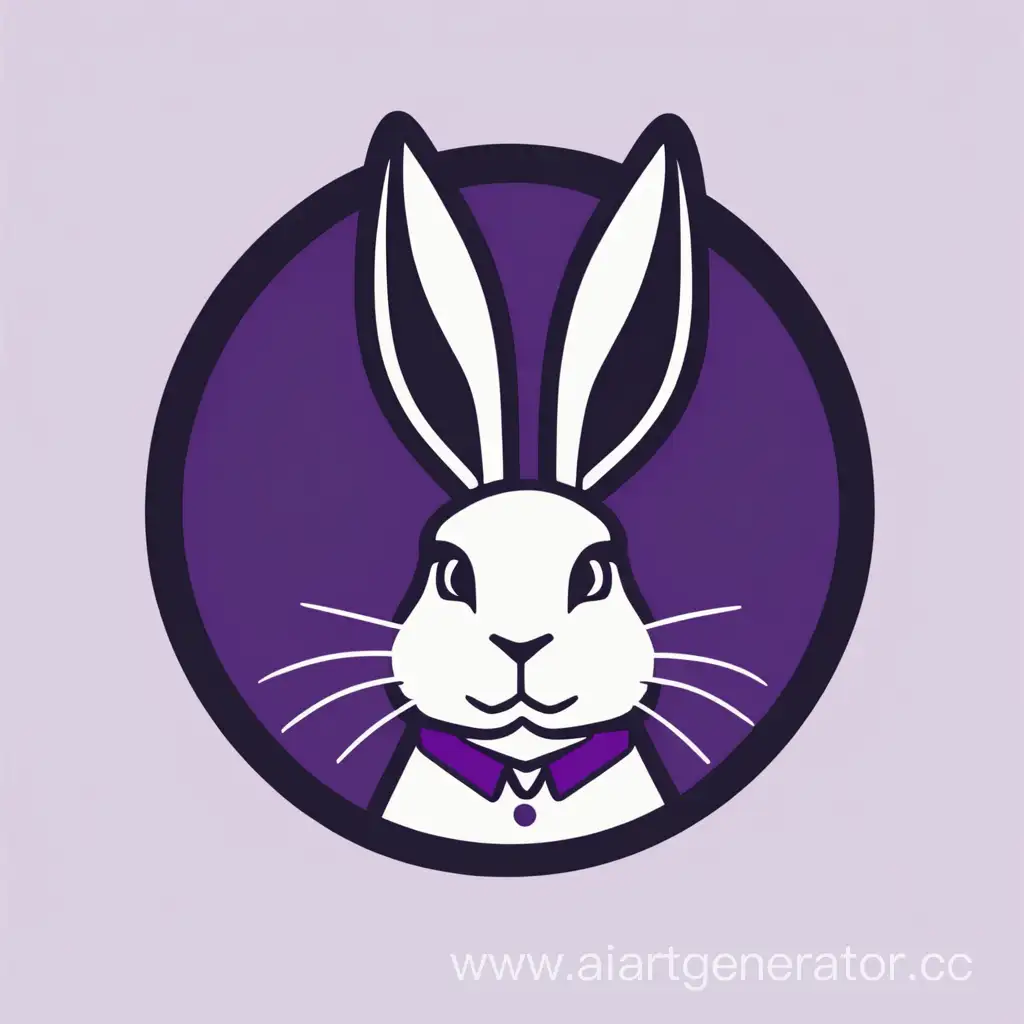 логотип с головой зайца на черно-фиолетовом фоне