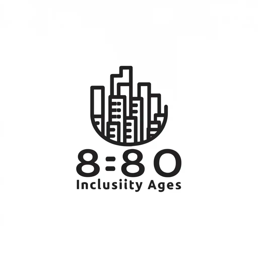 a logo design,with the text "8-80", main symbol:City for all,Minimalistic,clear background