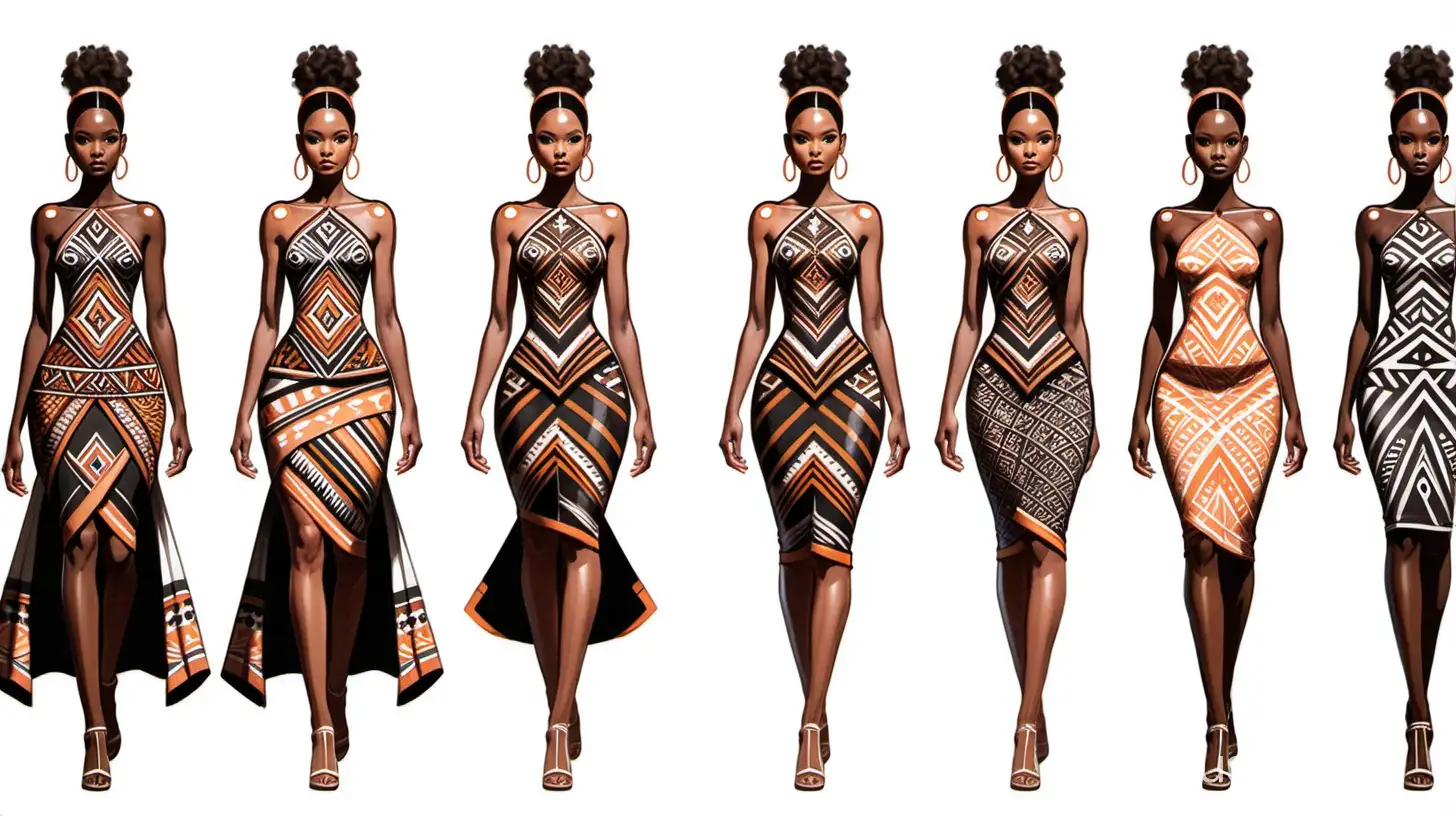 AvantGarde Fashion Sketches Modern Interpretation of Hiva Oa Ethnic Styles