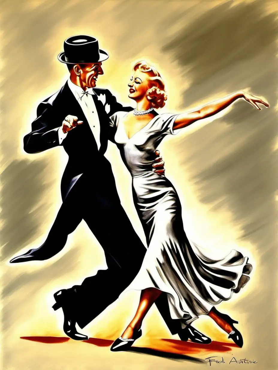 Fred Astaire  Ginger Rodgers types dancing painting