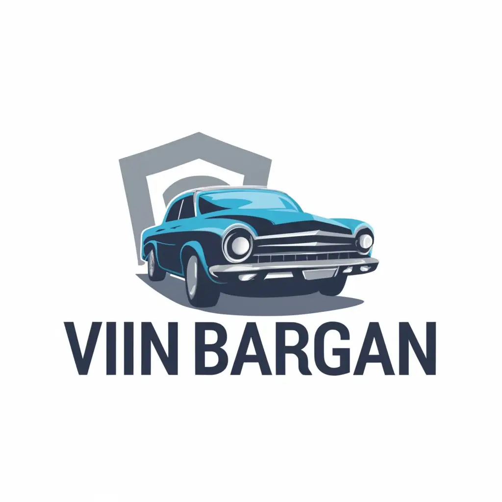 a logo design,with the text "VIN Bargain", main symbol:this logo for vehicle Bargain color is  blues and grays,Moderate,clear background