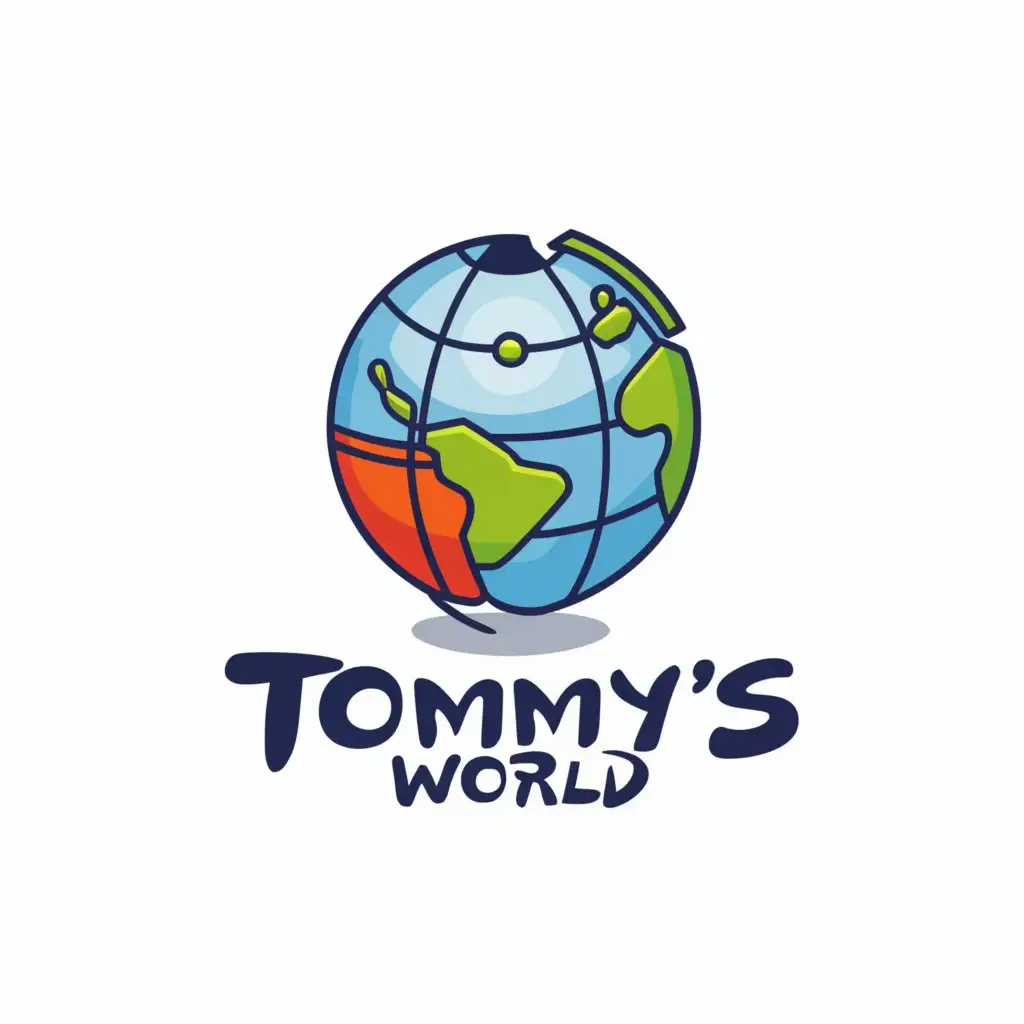 a logo design,with the text "TOMMYS WORLD", main symbol:WORLD,Moderate,clear background