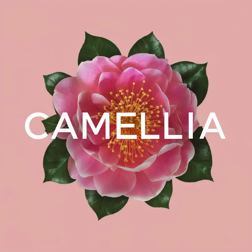 logo, Flower's, with the text "Camellia", typography