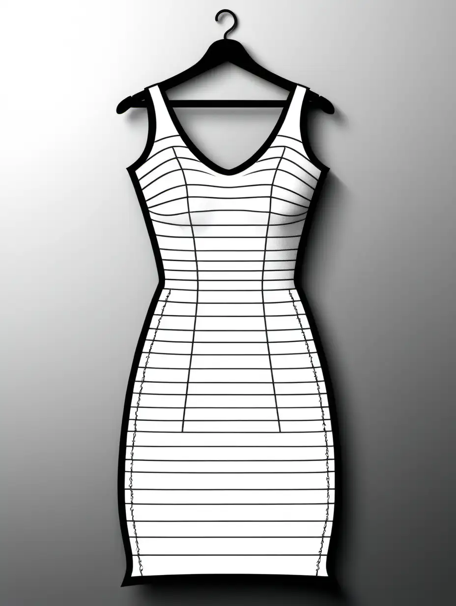 Fashionable Bandage Dress Coloring Page for Adults