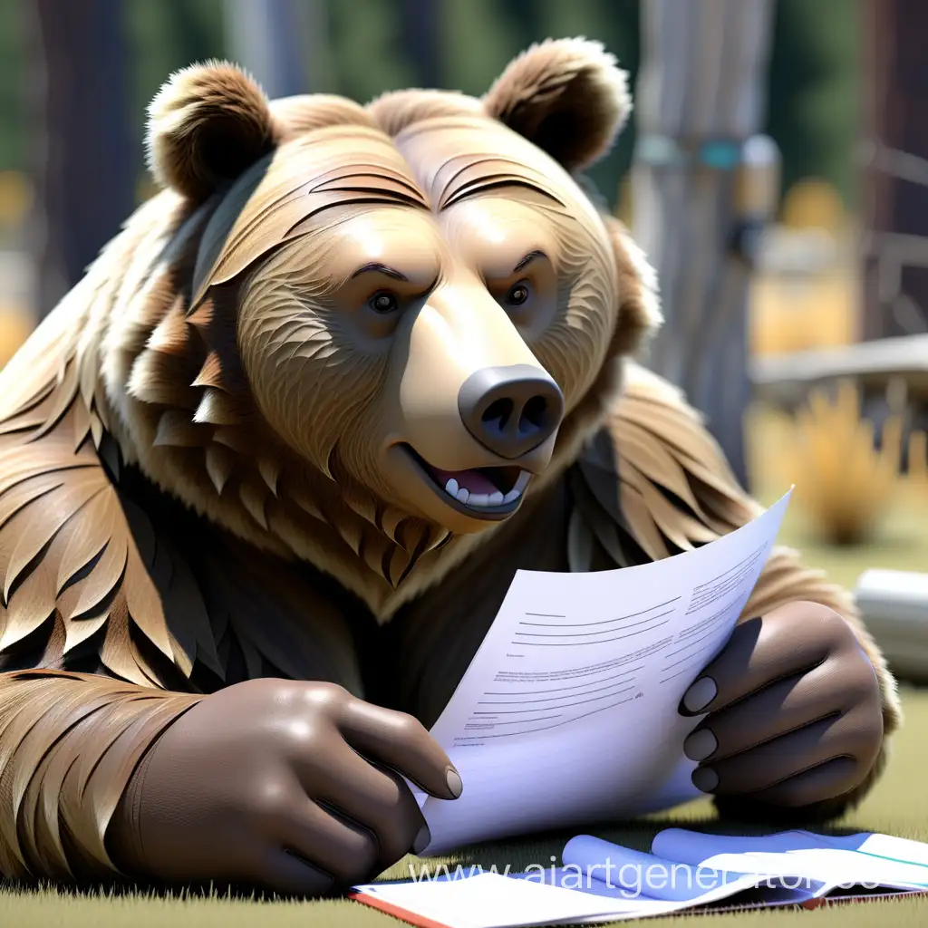 Curious-Grizzly-Bear-Examining-Homework