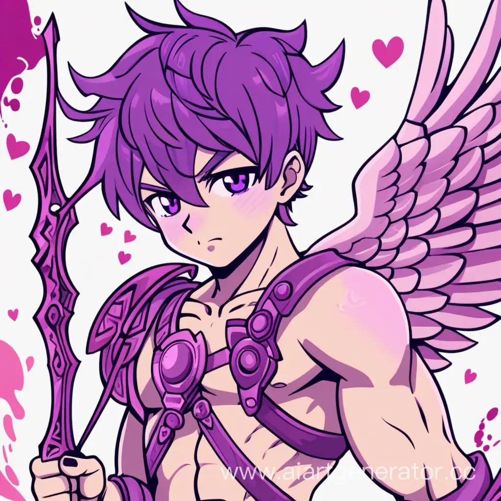 Anime-Style-Purple-Cupid-Boy-Brutally-Fighting-in-2D-Art