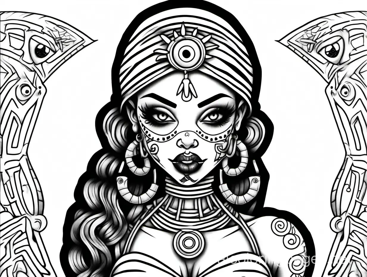 pin up girl with tattoos  third eye  sexy voodoo doll


coloring page, Coloring Page, black and white, line art, white background, Simplicity, Ample White Space. The background of the coloring page is plain white to make it easy for young children to color within the lines. The outlines of all the subjects are easy to distinguish, making it simple for kids to color without too much difficulty